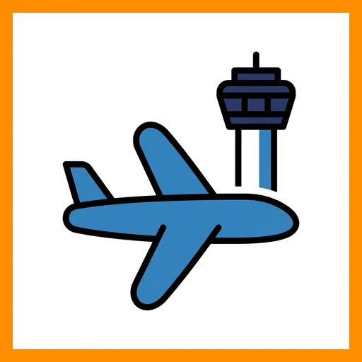 Pictograma de aeropuerto con marco Fitzgerald naranja
