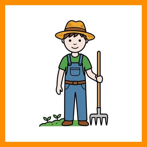 Pictograma de agricultor con marco Fitzgerald naranja