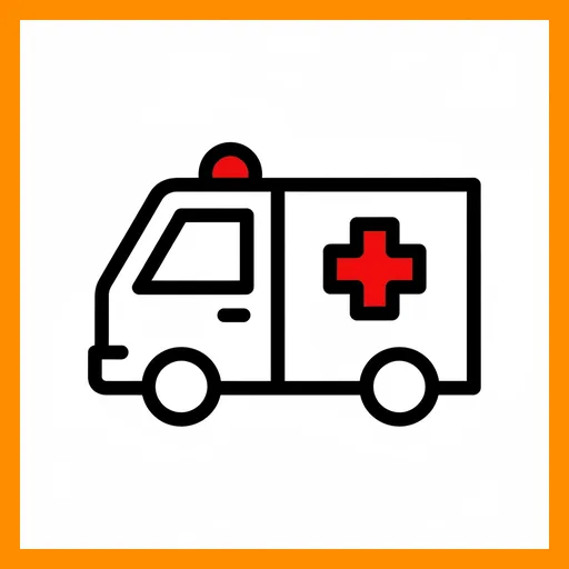 Pictograma de ambulancia con marco Fitzgerald naranja