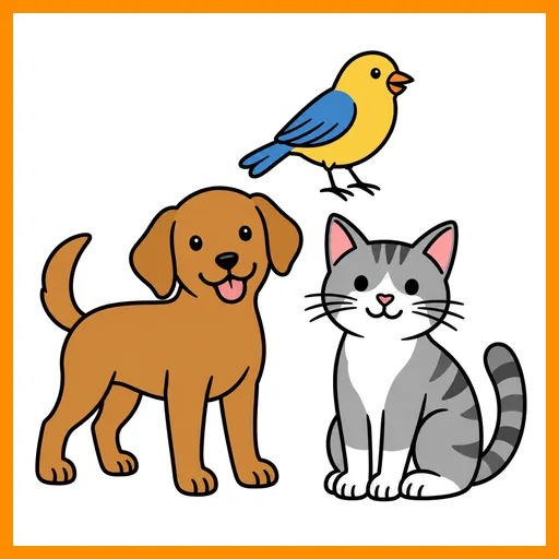 Pictograma de animales con marco Fitzgerald naranja