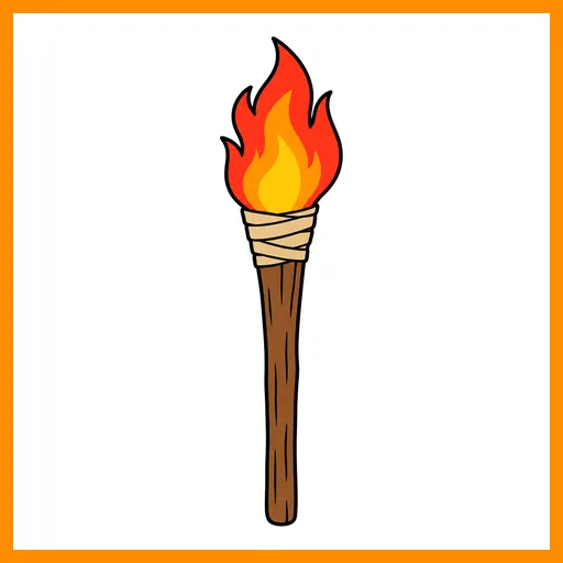 Pictograma de antorcha con marco Fitzgerald naranja