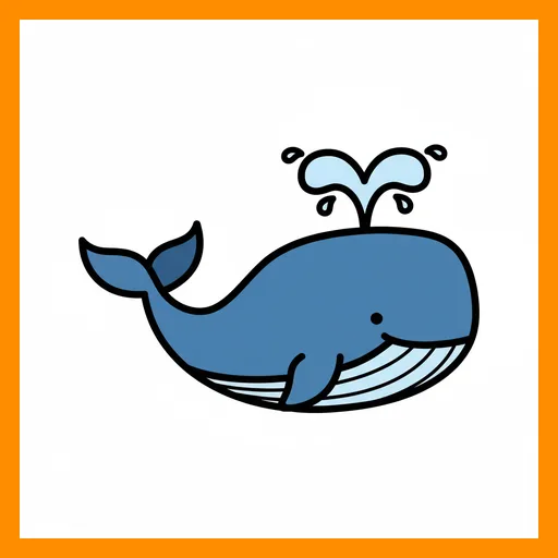 Pictograma de ballena con marco Fitzgerald naranja