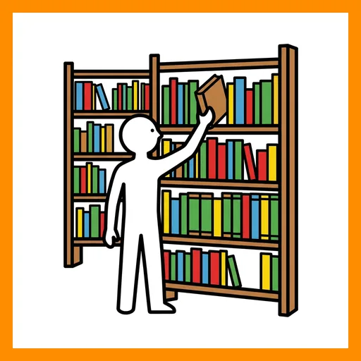 Pictograma de biblioteca con marco Fitzgerald naranja