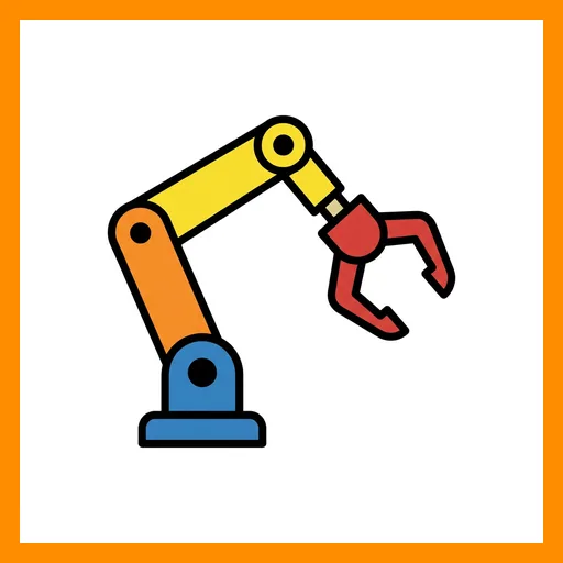 Pictograma de brazo robot con marco Fitzgerald naranja
