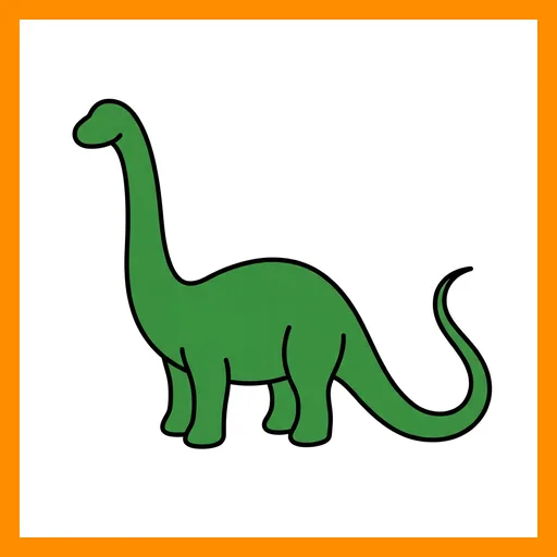 Pictograma de brontosaurio con marco Fitzgerald naranja