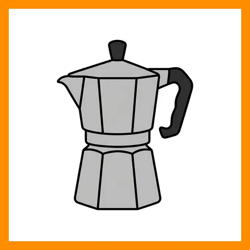 Pictograma de cafetera con marco Fitzgerald naranja
