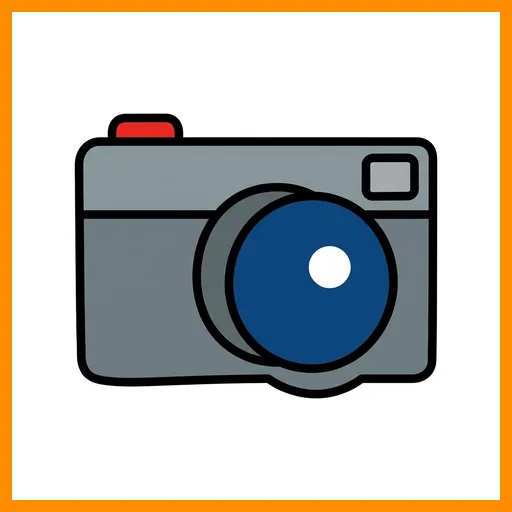 Pictograma de camara con marco Fitzgerald naranja