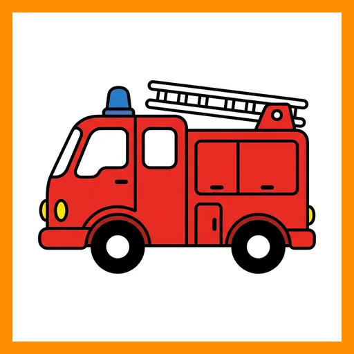 Pictograma de camion de bomberos con marco Fitzgerald naranja