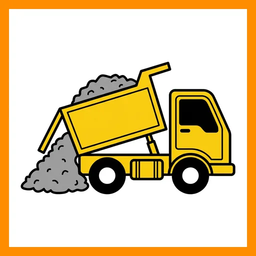 Pictograma de camion de obra con marco Fitzgerald naranja