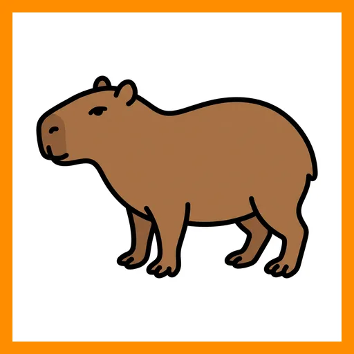 Pictograma de capibara con marco Fitzgerald naranja