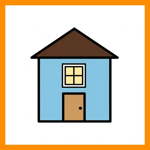 Pictograma de casa con marco Fitzgerald naranja
