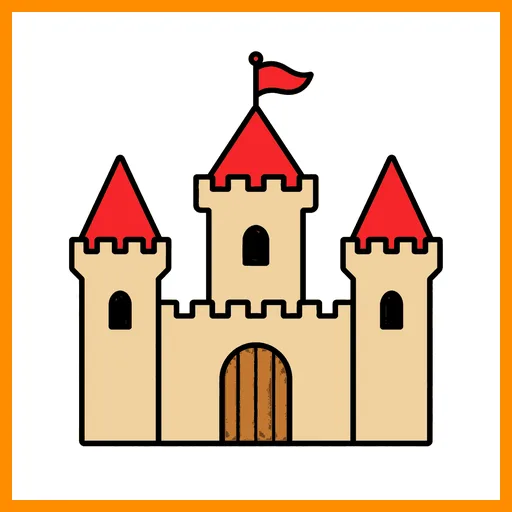 Pictograma de castillo con marco Fitzgerald naranja