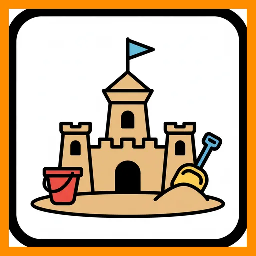 Pictograma de castillo de arena con marco Fitzgerald naranja