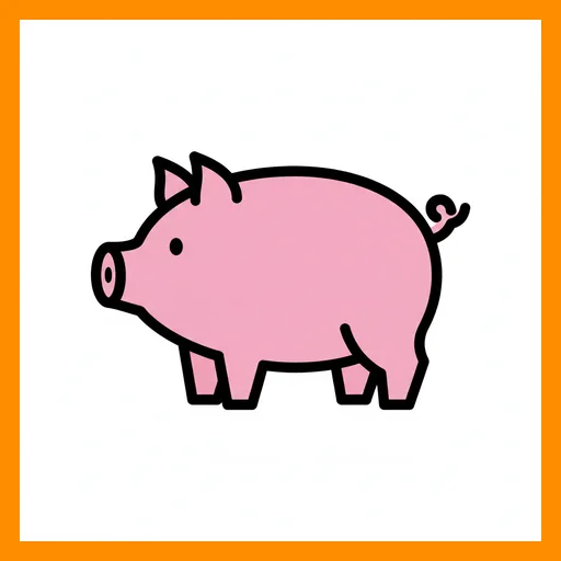 Pictograma de cerdo con marco Fitzgerald naranja