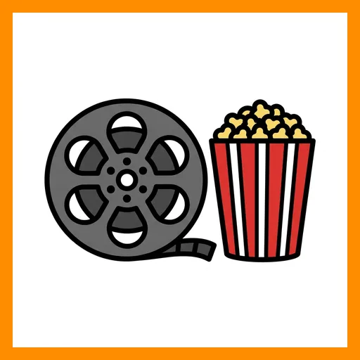 Pictograma de cine con marco Fitzgerald naranja