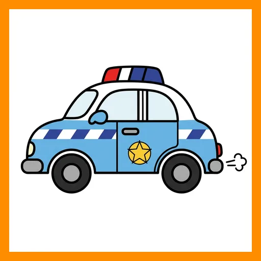 Pictograma de coche policia con marco Fitzgerald naranja