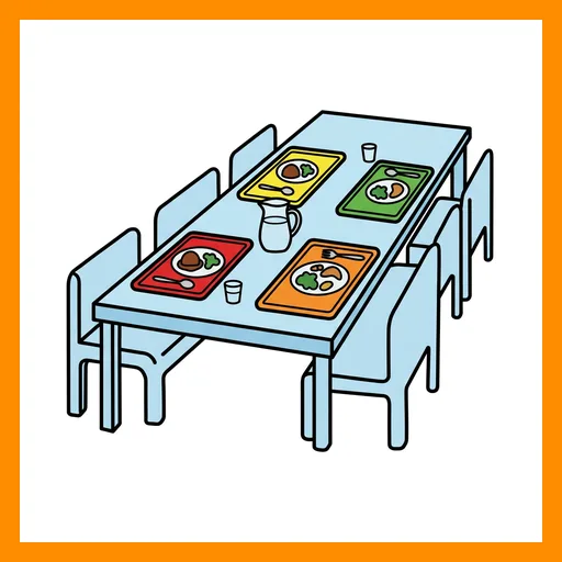Pictograma de comedor escolar con marco Fitzgerald naranja