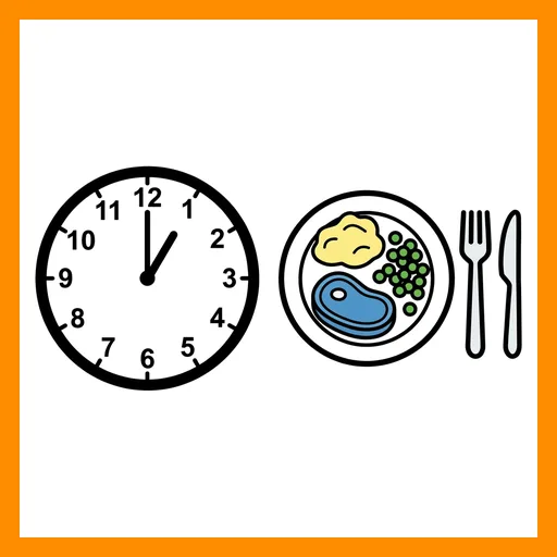 Pictograma de hora de comer con marco Fitzgerald naranja