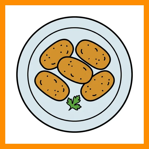 Pictograma de croquetas con marco Fitzgerald naranja