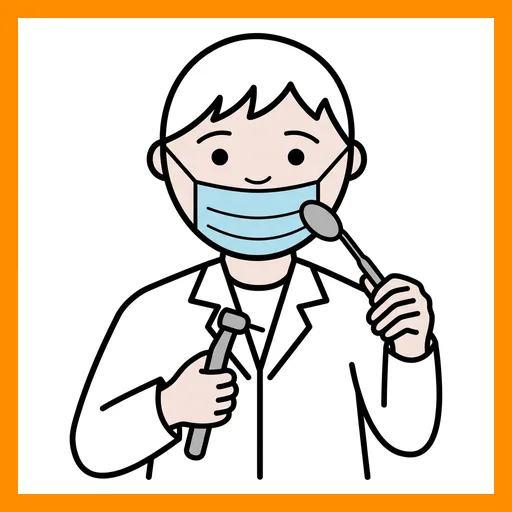 Pictograma de dentista con marco Fitzgerald naranja