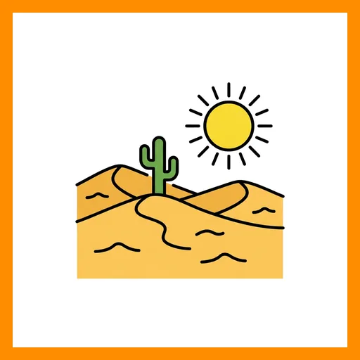 Pictograma de desierto con marco Fitzgerald naranja