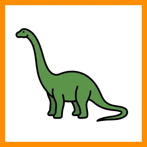 Pictograma de diplodocus con marco Fitzgerald naranja