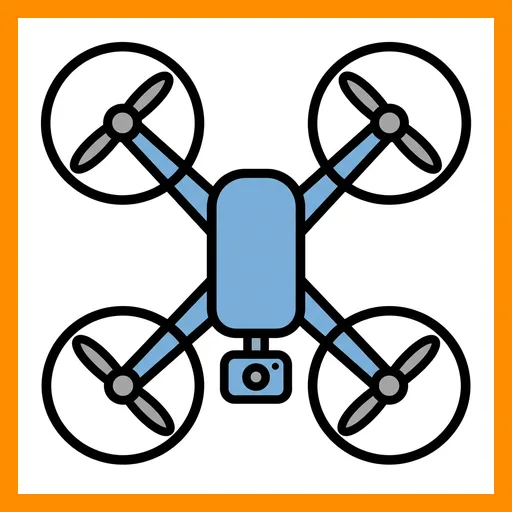 Pictograma de dron con marco Fitzgerald naranja