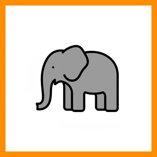 Pictograma de elefante con marco Fitzgerald naranja