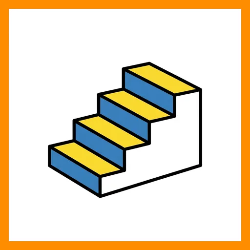 Pictograma de escaleras con marco Fitzgerald naranja