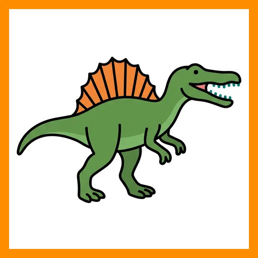 Pictograma de espinosaurio con marco Fitzgerald naranja