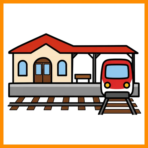 Pictograma de estación con marco Fitzgerald naranja