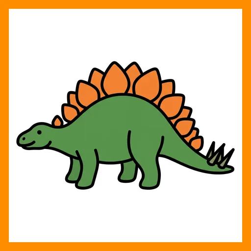 Pictograma de estegosaurio con marco Fitzgerald naranja