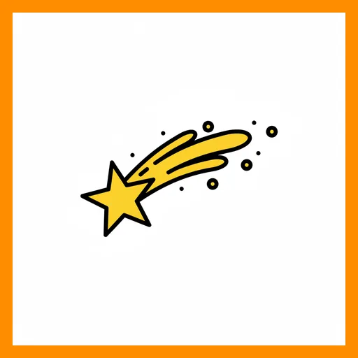 Pictograma de estrella fugaz con marco Fitzgerald naranja