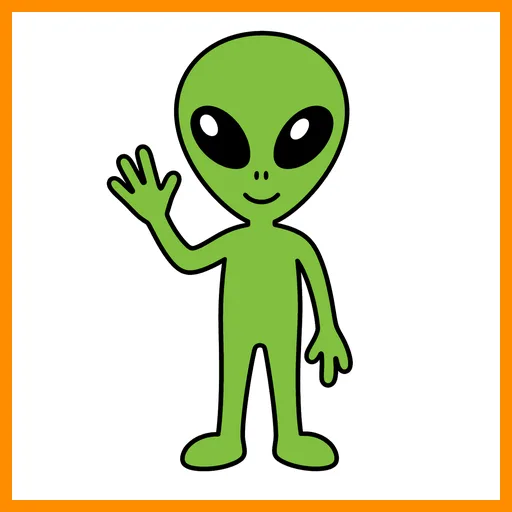 Pictograma de extraterrestre con marco Fitzgerald naranja
