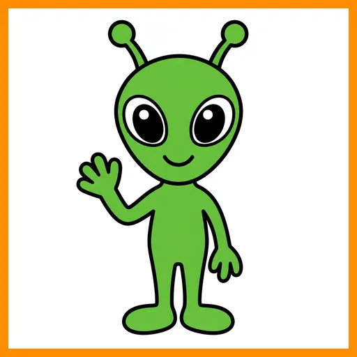 Pictograma de extraterrestre con marco Fitzgerald naranja