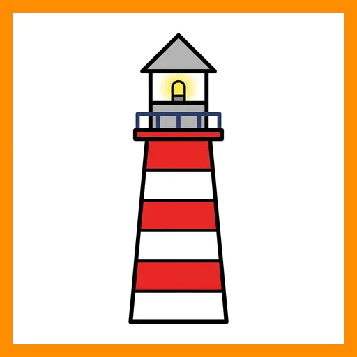Pictograma de faro con marco Fitzgerald naranja