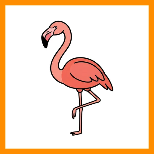 Pictograma de flamenco ave con marco Fitzgerald naranja