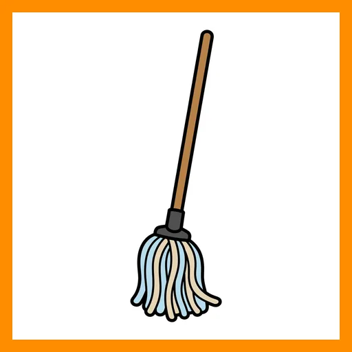 Pictograma de fregona con marco Fitzgerald naranja