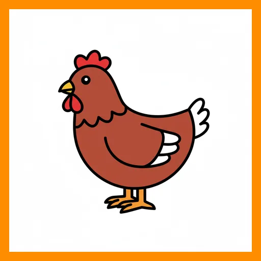 Pictograma de gallina con marco Fitzgerald naranja
