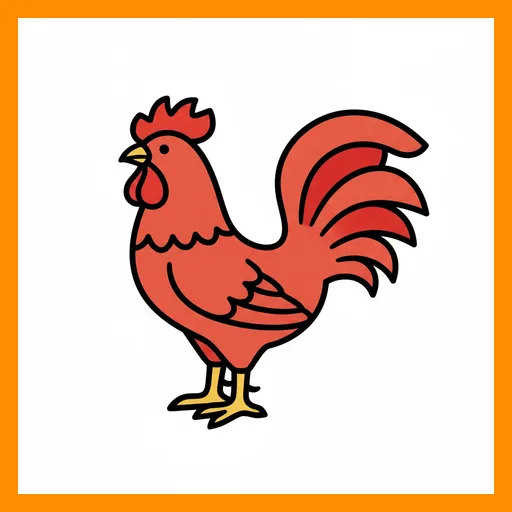 Pictograma de gallo con marco Fitzgerald naranja
