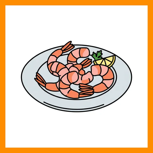 Pictograma de gambas con marco Fitzgerald naranja