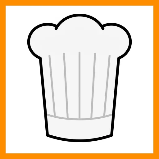Pictograma de gorro de chef con marco Fitzgerald naranja