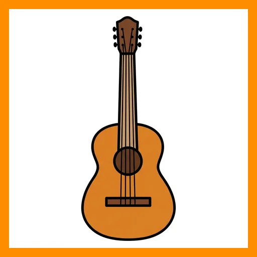 Pictograma de guitarra con marco Fitzgerald naranja