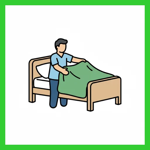 Pictograma de hacer la cama con marco Fitzgerald verde