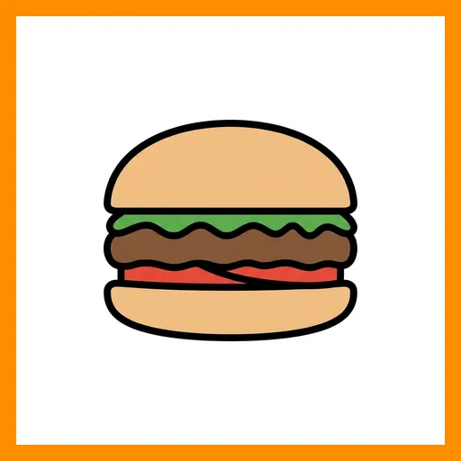 Pictograma de hamburguesa con marco Fitzgerald naranja