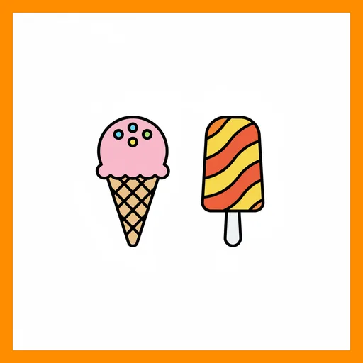 Pictograma de helado con marco Fitzgerald naranja