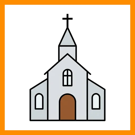 Pictograma de iglesia con marco Fitzgerald naranja