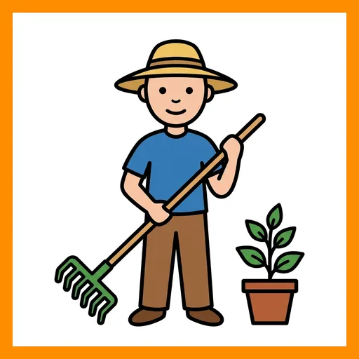 Pictograma de jardinero con marco Fitzgerald rosa