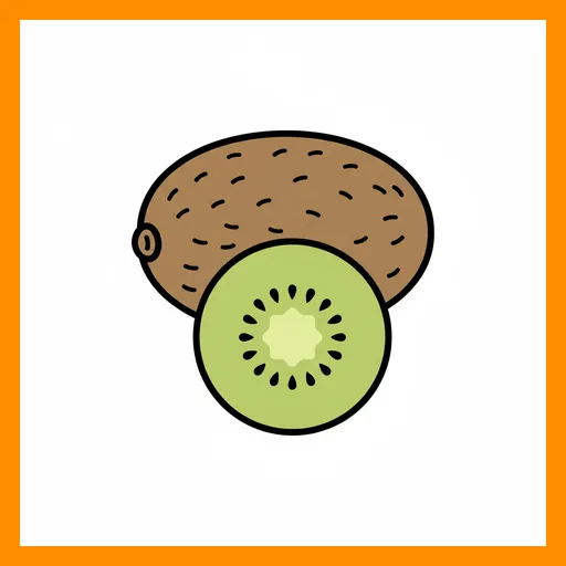 Pictograma de kiwi con marco Fitzgerald naranja