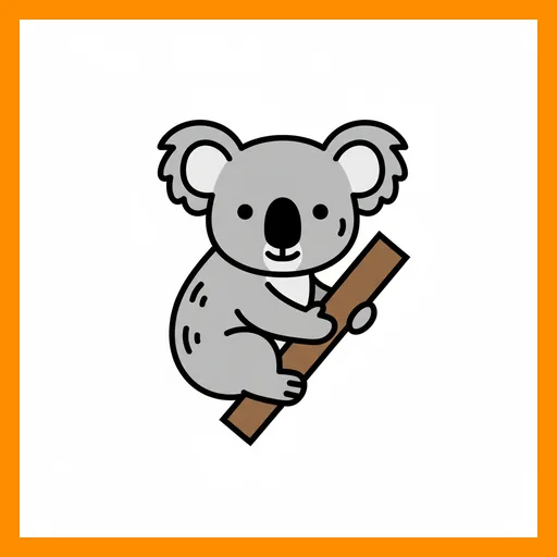 Pictograma de koala con marco Fitzgerald naranja